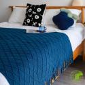 SOGA 2X Royal Blue Diamond Pattern Knitted Throw Blanket Warm Cozy Wov