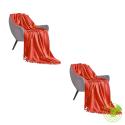 SOGA 2X Orange Acrylic Knitted Throw Blanket Solid Fringed Warm Cozy W