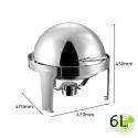 SOGA 4X 6L Stainless Steel Chafing Food Warmer Catering Dish Round Rol